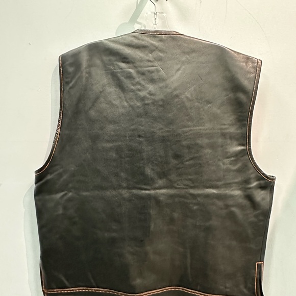 Leather Club Vest with Orange Lace - Picture 2 of 2